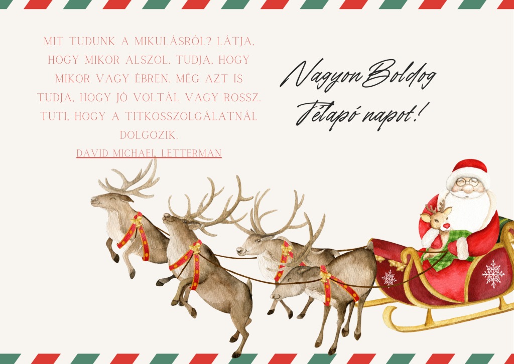 Beige Watercolor Merry Christmas Santa Greeting Card