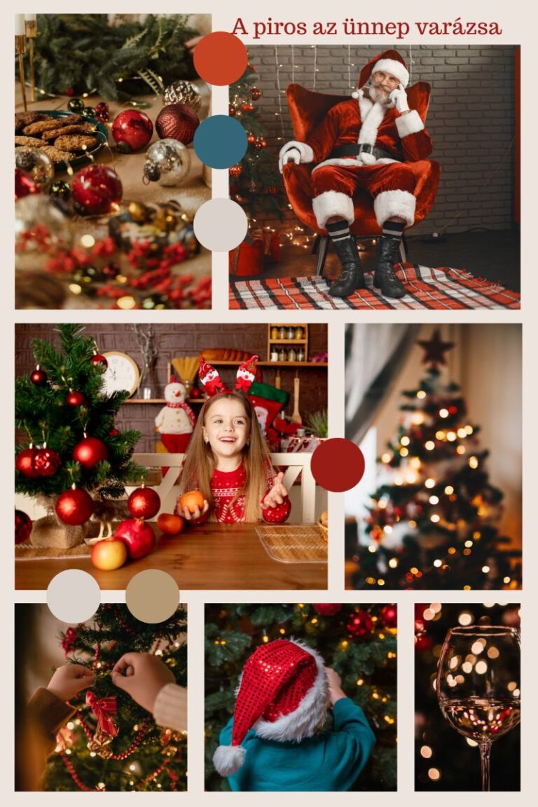 Red Brown Christmas Mood Board Photo Collage 1