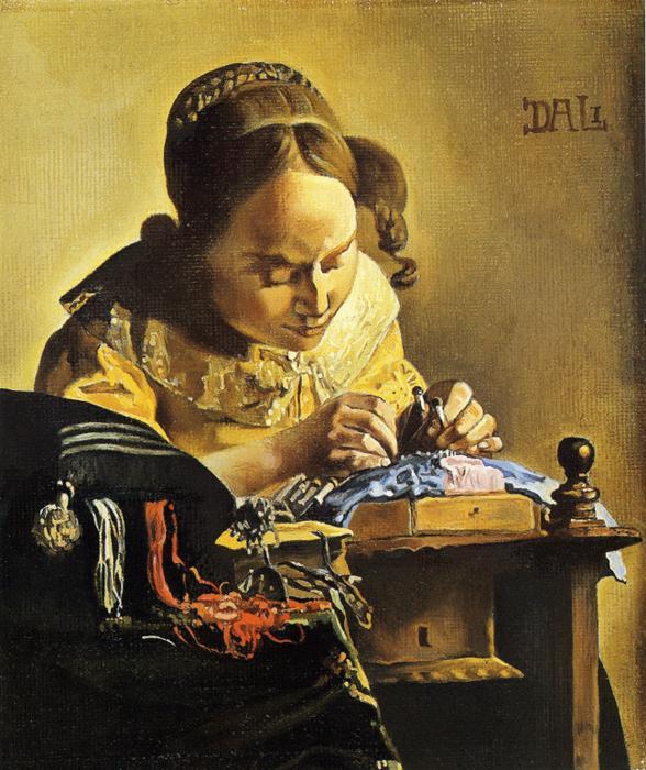 Salvador Dali The Lacemaker after Vermeer